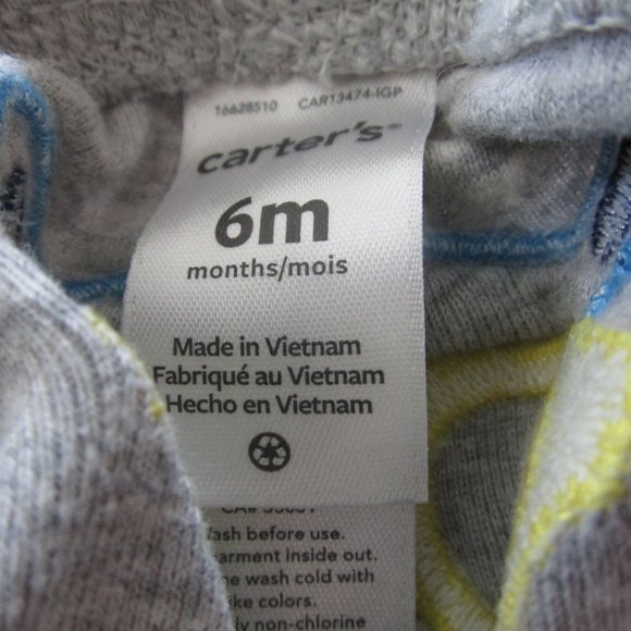 Carters 3‎ Pc Bear Shirt Bodysuit Pants Outfit Boys Size 6M Blue Yellow Striped - Picture 8 of 9